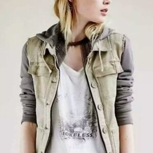 Free People Knit Hooded Twill Jacket